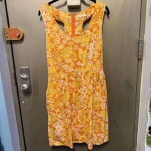Retro Vintage Racerback (with Mini Bows) Mod Floral late 60s/ 70s Mini Dress